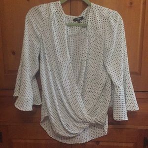 Twist front blouse with bell sleeve